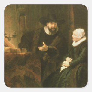 Portrait of Cornelius Anslo and his Wife, 1641 (oi Square Sticker