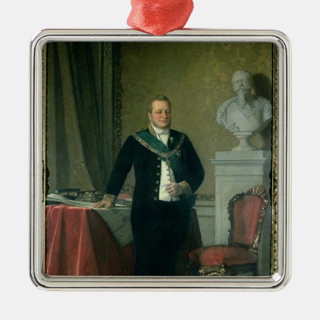 Portrait of Count Camillo Berso of Cavour Metal Tree Decoration (Front)