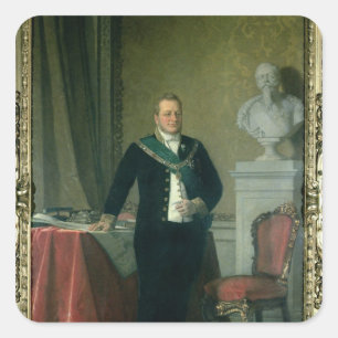 Portrait of Count Camillo Berso of Cavour Square Sticker