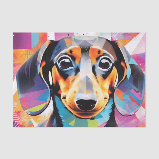 Portrait of cute dachshund geometric tissue paper (Front)