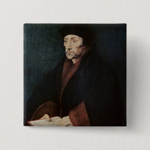 Portrait of Desiderius Erasmus of Rotterdam 15 Cm Square Badge