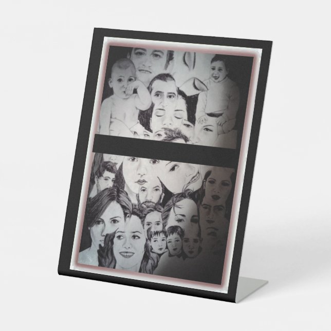 Portrait of different celebrities pedestal sign (Front)