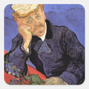 Portrait of Doctor Gachet by Vincent van Gogh Square Sticker