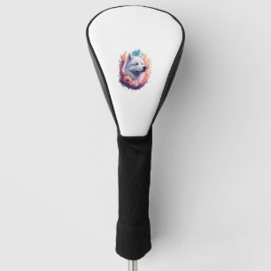 Portrait of Dog - Samoyed Flowers Splash  Golf Head Cover