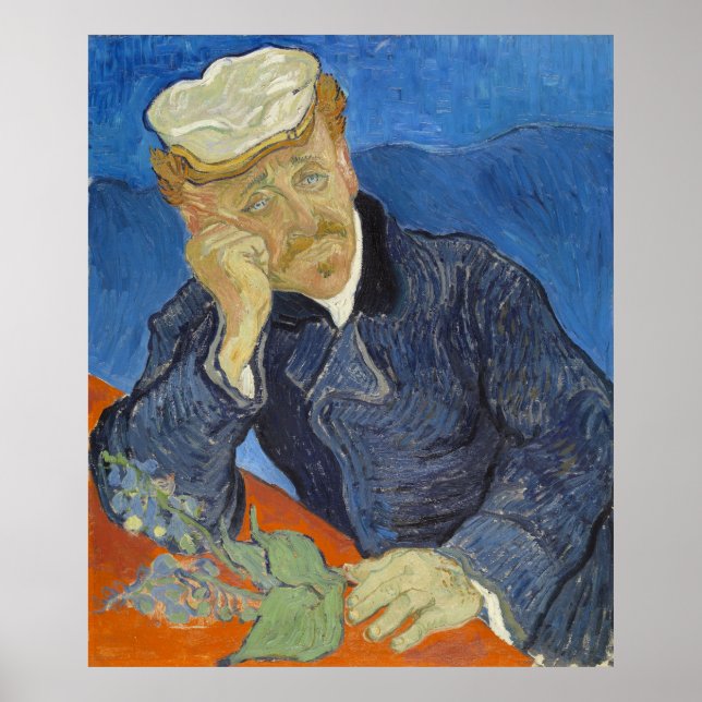 Portrait of Dr Gachet by Vincent Van Gogh Poster (Front)