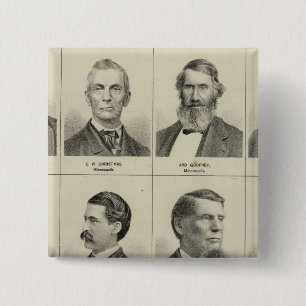 Portrait of Early Settler Bottineau, Minnesota 15 Cm Square Badge