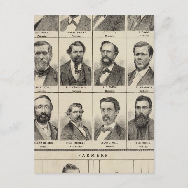 Portrait of Early Settlers and Farmers, Minnesota Postcard (Front)