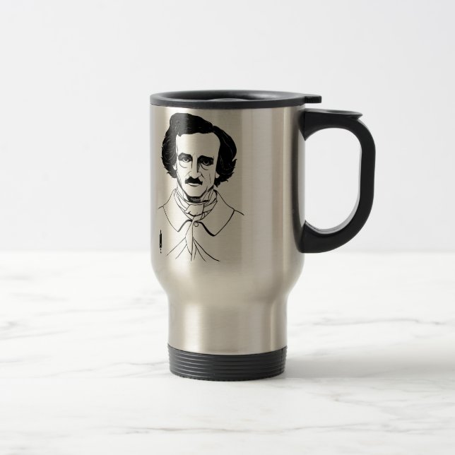Portrait of Edgar Allan Poe Travel Mug (Right)