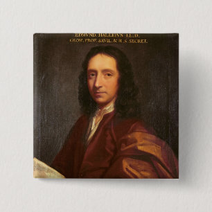 Portrait of Edmond Halley, c.1687 15 Cm Square Badge