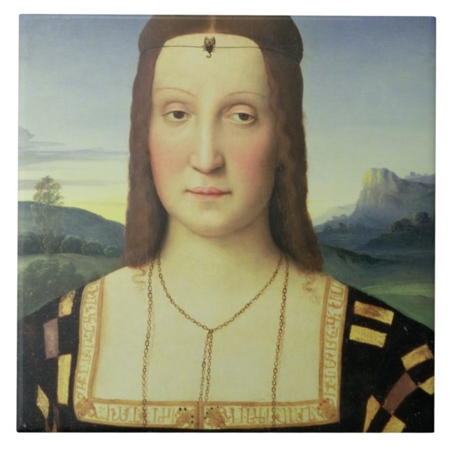 Portrait of Elizabeth Gonzaga, c.1504 (oil on pane Tile (Front)