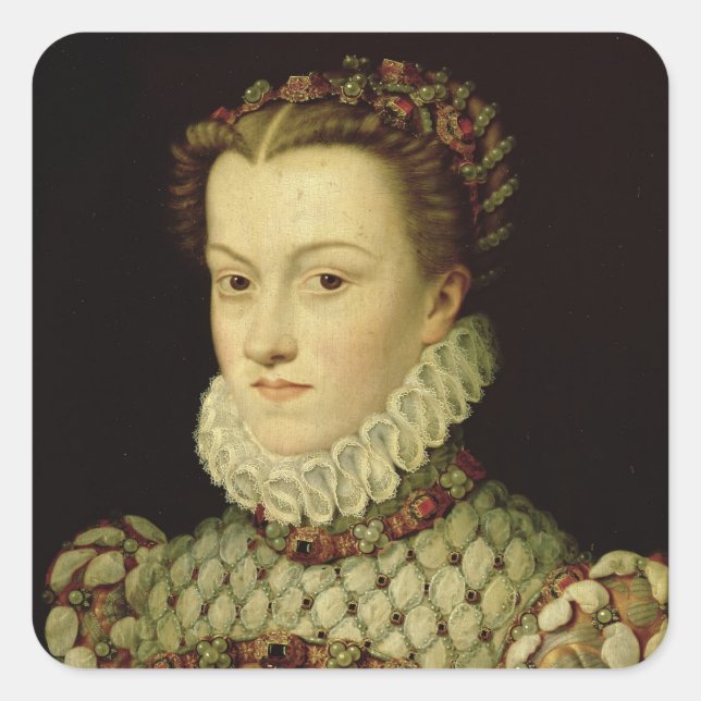 Portrait of Elizabeth of Austria (1554-92) Queen o Square Sticker (Front)