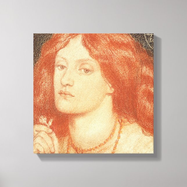 Portrait of Elizabeth Siddal (1834-62), 1860 (red Canvas Print (Front)