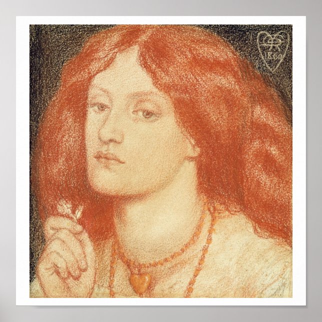 Portrait of Elizabeth Siddal (1834-62), 1860 (red Poster (Front)