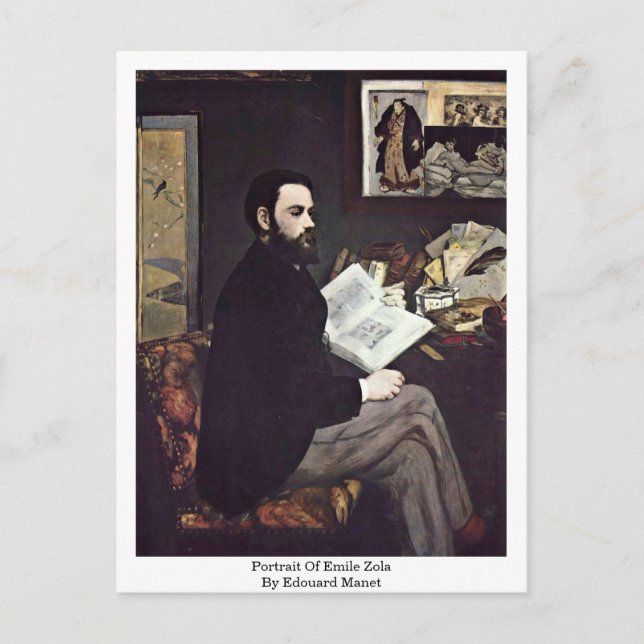 Portrait Of Emile Zola By Edouard Manet Postcard (Front)