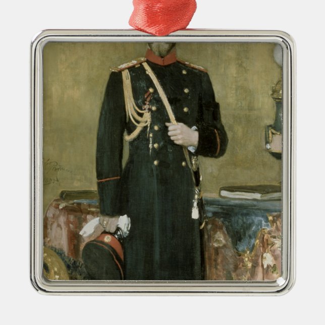 Portrait of Emperor Nicholas II  1895 Metal Tree Decoration (Front)