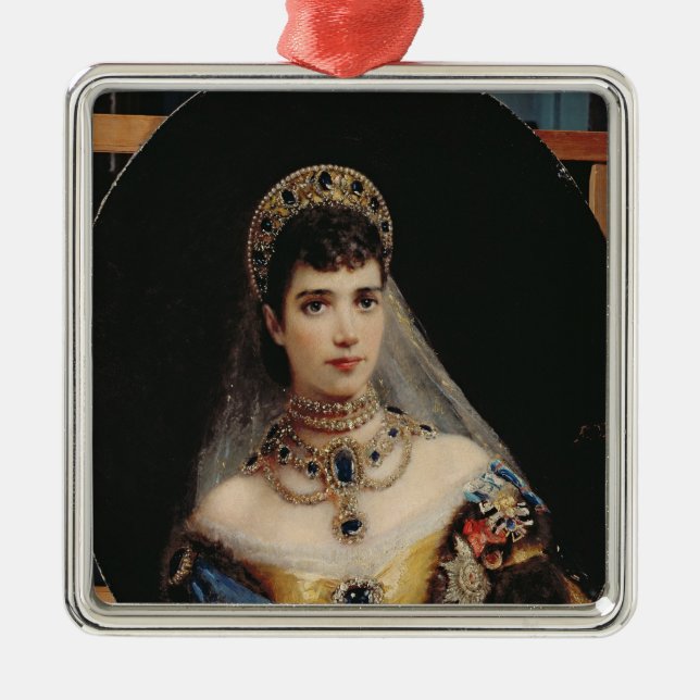 Portrait of Empress Maria Fyodorovna Metal Tree Decoration (Front)