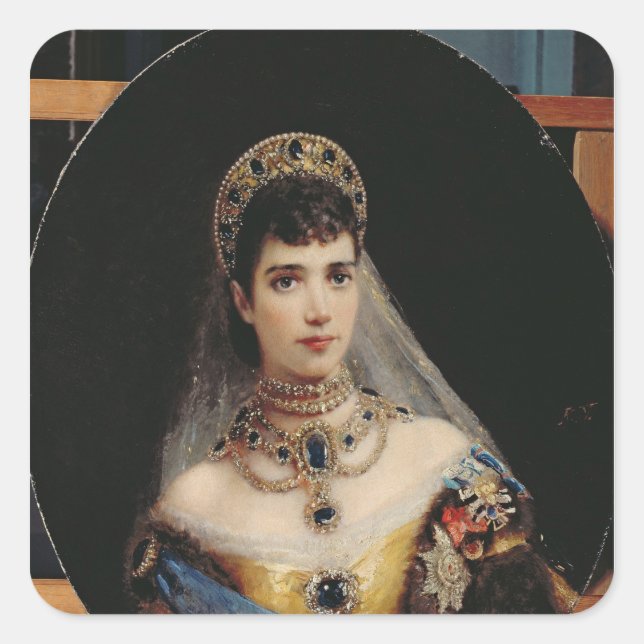 Portrait of Empress Maria Fyodorovna Square Sticker (Front)