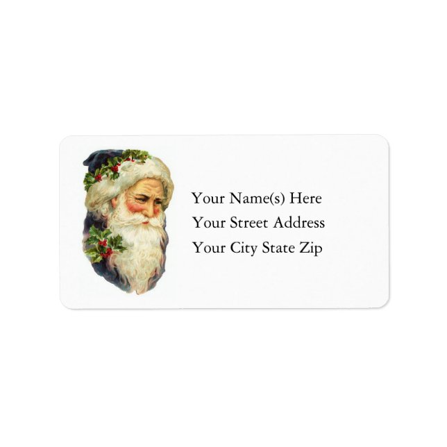 Portrait of Father Christmas Vintage Address Label (Front)