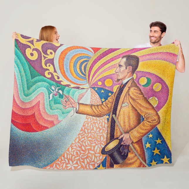 Portrait of Felix Feneon, Signac Fleece Blanket (In Situ)