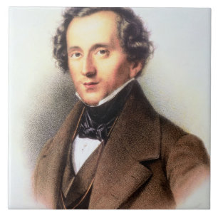 Portrait of Felix Mendelssohn (1809-47) (litho) Tile