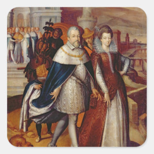 Portrait of Ferdinand I  and his Niece Square Sticker
