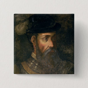 Portrait of Francisco Pizarro (c.1478-1541) Spanis 15 Cm Square Badge