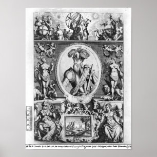 Portrait of Francisco Pizarro with allegorical Poster