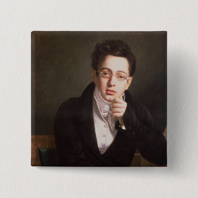 Portrait of Franz Schubert , Austrian composer 15 Cm Square Badge (Front)