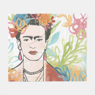 Portrait of Frida Kahlo Fleece Blanket