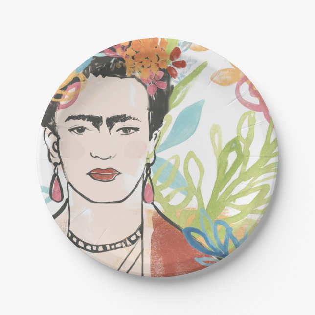 Portrait of Frida Kahlo Paper Plate (Front)