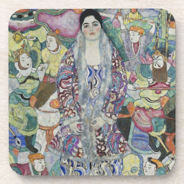 Portrait of Friederike Maria Beer by Gustav Klimt Coaster (Front)