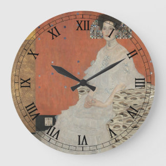 Portrait of Fritza Riedler by Gustav Klimt Large Clock