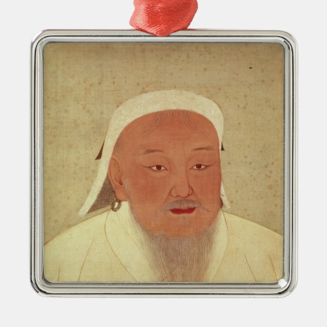 Portrait of Genghis Khan , Mongol Khan Metal Tree Decoration (Front)