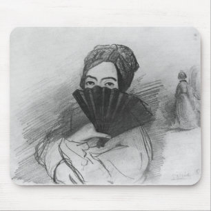Portrait of George Sand behind her fan Mouse Mat