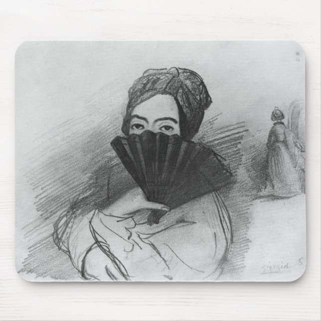 Portrait of George Sand  behind her fan Mouse Mat (Front)