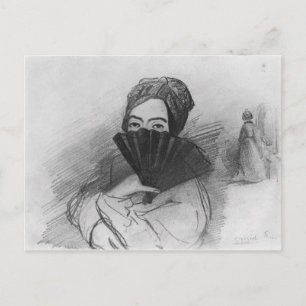 Portrait of George Sand  behind her fan Postcard