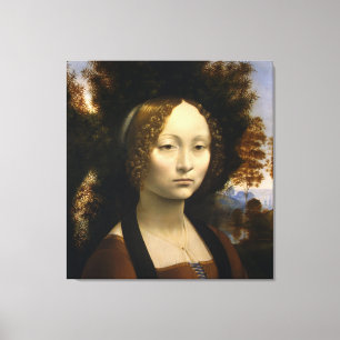 Portrait of Ginevra de Benci by Leonardo da Vinci Canvas Print