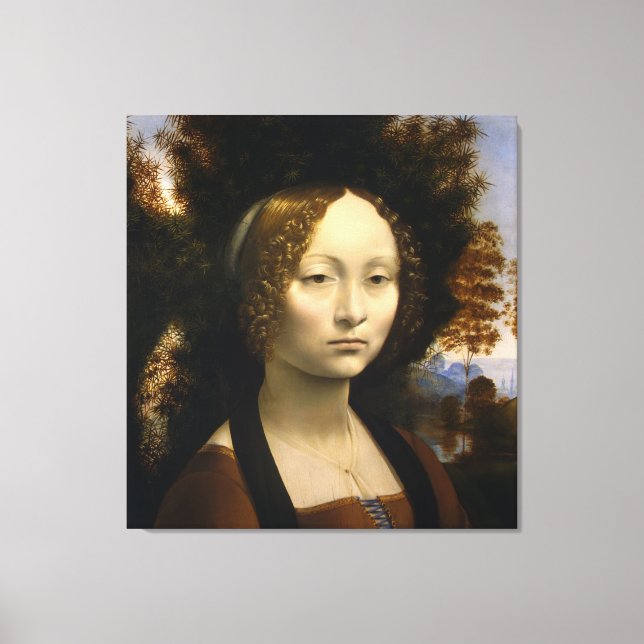 Portrait of Ginevra de Benci by Leonardo da Vinci Canvas Print (Front)