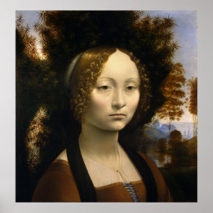 Portrait of Ginevra de Benci by Leonardo da Vinci Poster