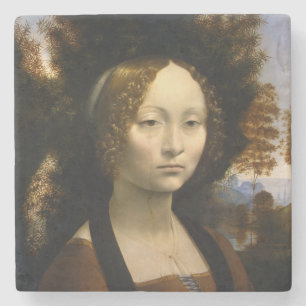 Portrait of Ginevra de Benci by Leonardo da Vinci Stone Coaster