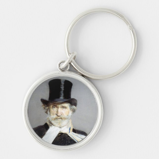 Portrait of Giuseppe Verdi, Italian Opera Composer Key Ring (Front)