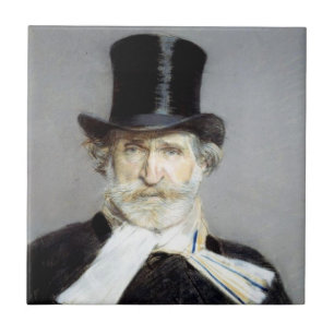 Portrait of Giuseppe Verdi, Italian Opera Composer Tile