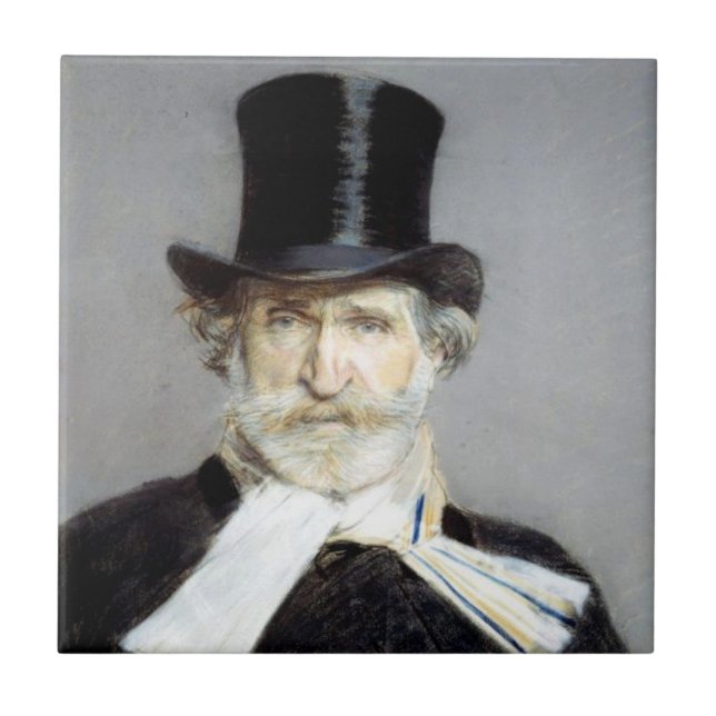 Portrait of Giuseppe Verdi, Italian Opera Composer Tile (Front)