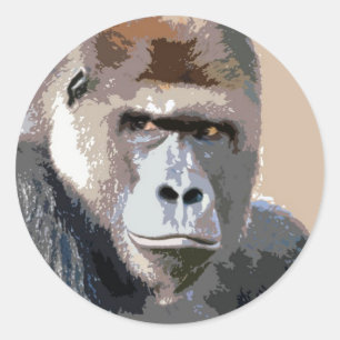 Portrait of Gorilla Classic Round Sticker