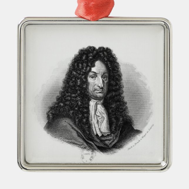 Portrait of Gottfried Wilhelm  Baron de Leibniz Metal Tree Decoration (Front)