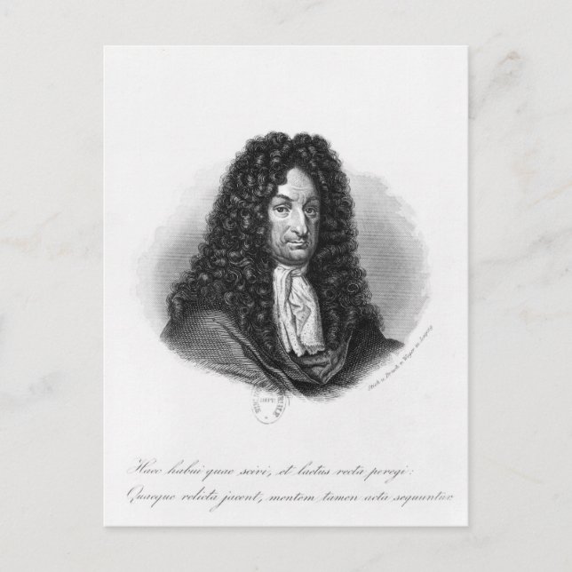 Portrait of Gottfried Wilhelm  Baron de Leibniz Postcard (Front)