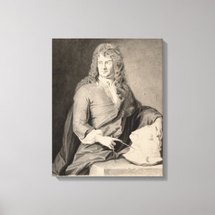 Portrait of Grinling Gibbons (1648-1721) (w/c on p Canvas Print