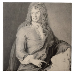 Portrait of Grinling Gibbons (1648-1721) (w/c on p Tile