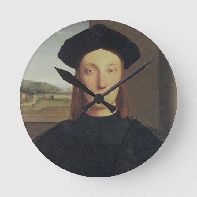 Portrait of Guidobaldo da Montefeltro, Duke of Urb Round Clock (Front)