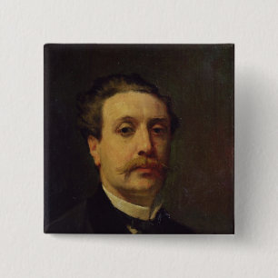 Portrait of Guy de Maupassant  1876 15 Cm Square Badge